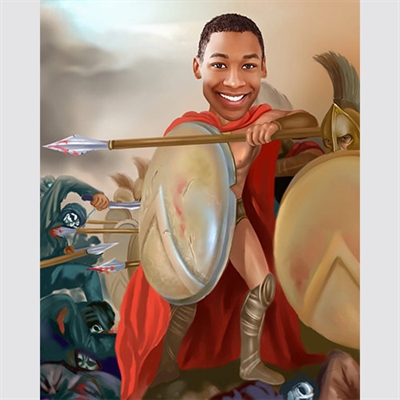 Man Caricature as A Brave Warrior in Middle Ages from Photo,by myDaVinci - myDaVinci